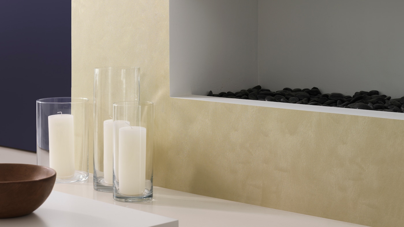 Balance moody blue with pale yellow + colours and products
