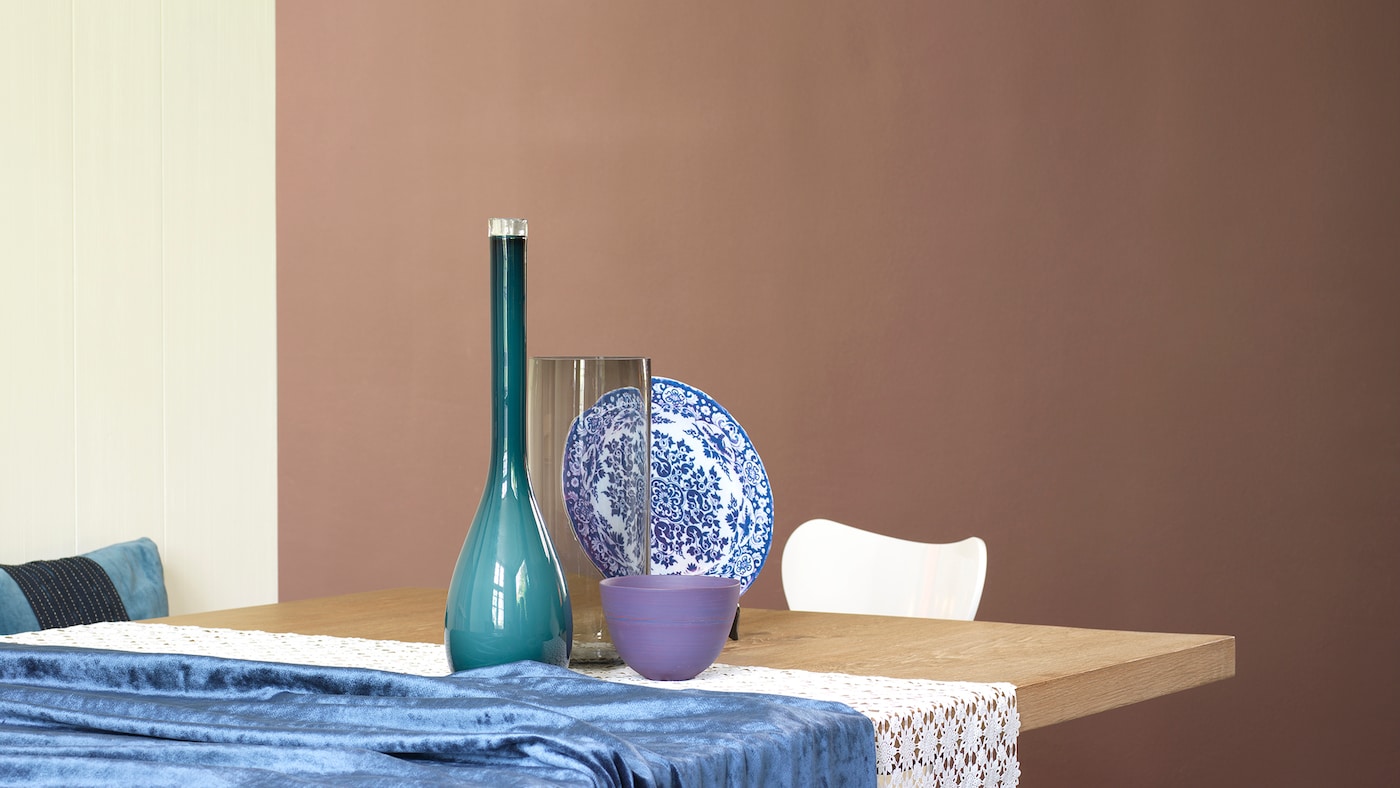 Bring neutrals to life with bright blues + colours and products
