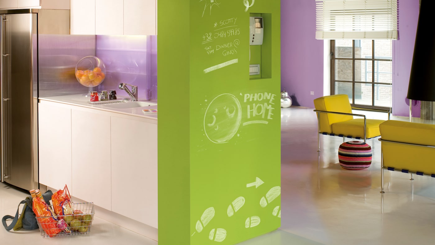 Contrast hard surfaces with candy colours+ colours and products
