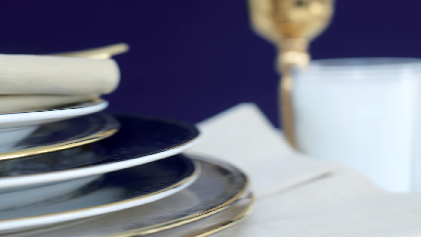 Elevate midnight blue with gold accents + colours and products
