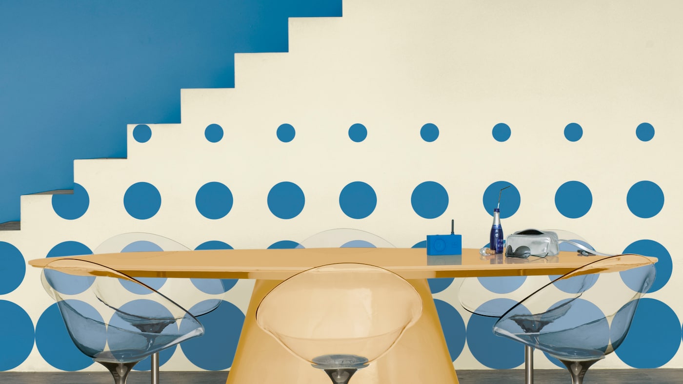 Immerse yourself in a rich, deep blue + colours and products
