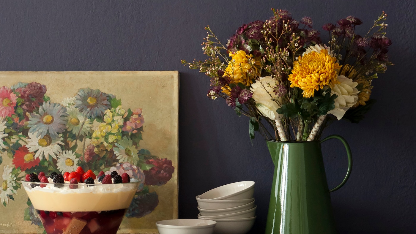 Make a bold statement with dark blue + colours and products
