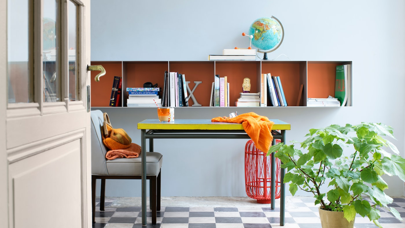 Set a dreamy mood with tranquil blue walls + colours and products
