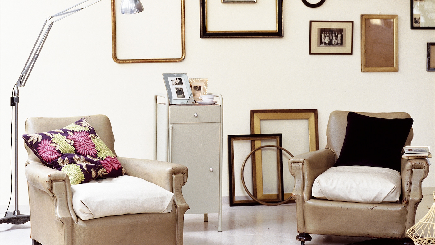 Use fresh green accents to enliven cool grey + colours and products