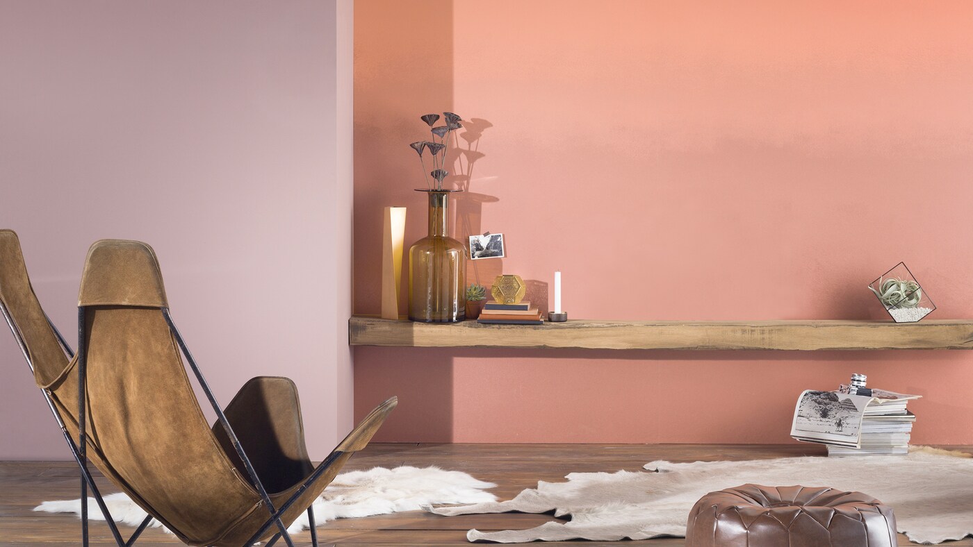Ombre creates an ethereal look that works really well as a feature wall – perfect if you want to introduce several colours into your home decor without appearing too fussy. 