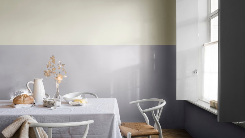 Lilac and cream dining room