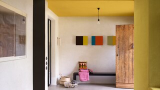 Mix it up with a bright feature ceiling