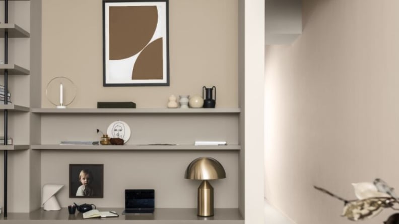 Bureau peinture laque valénite grain de sable, gris saline, noir & gazelle