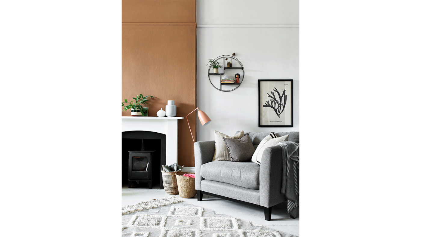 Cheminée avec la couleur L'Ocre et Le Lin de Si Simple !