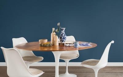 SALLE A MANGER MUR BLEU PAON