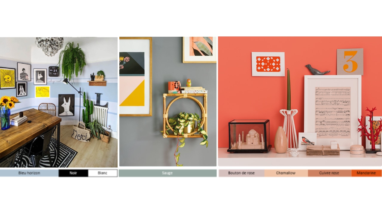 Le style Arty permet de mélanger des cadres, des illustrations, des photos de toutes formes et tailles pour donner du relief à un mur de couleur. De plus, vous pouvez mettre en scène sur une étagère un certain nombre de petits objets et d’accessoires, volontairement hétéroclites, façon cabinet de curiosité. ​ 