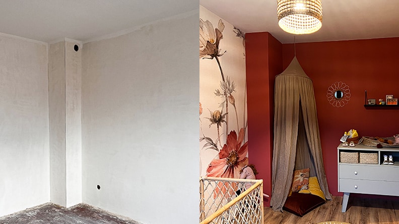 Voor en na situatie van de slaapkamer van Soof 