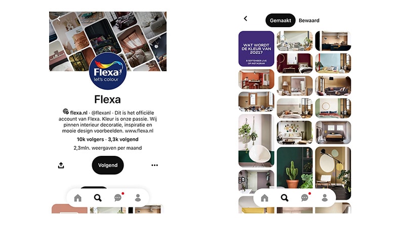 Op Flexa Pinterest vind je heel veel kleur- en interieur inspiratie voor  je kleurplan