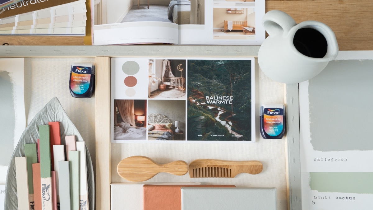 Zoek er later kleuren en materialen bij en leg dat om je moodboard