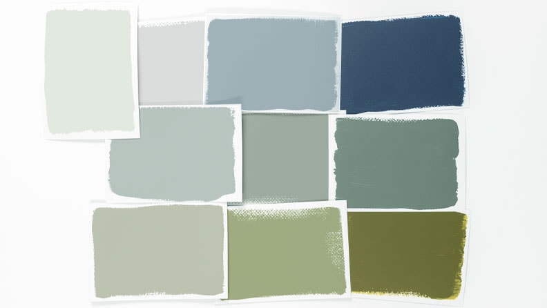 Kleurstalen in verschillende tinten groen