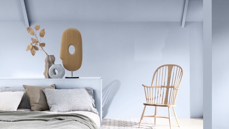 slaapkamer met de kleur Bright Skies