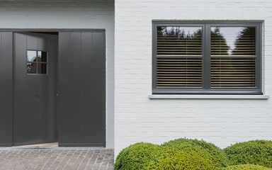 Flexa Buitenmuurverf antracietgrijs grijsgroen lichtgrijs