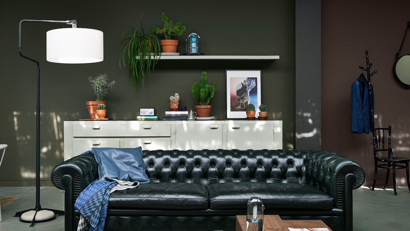  salon en couleur foncée vert 