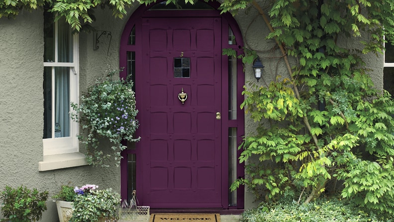 Maison avec une porte entrée lila