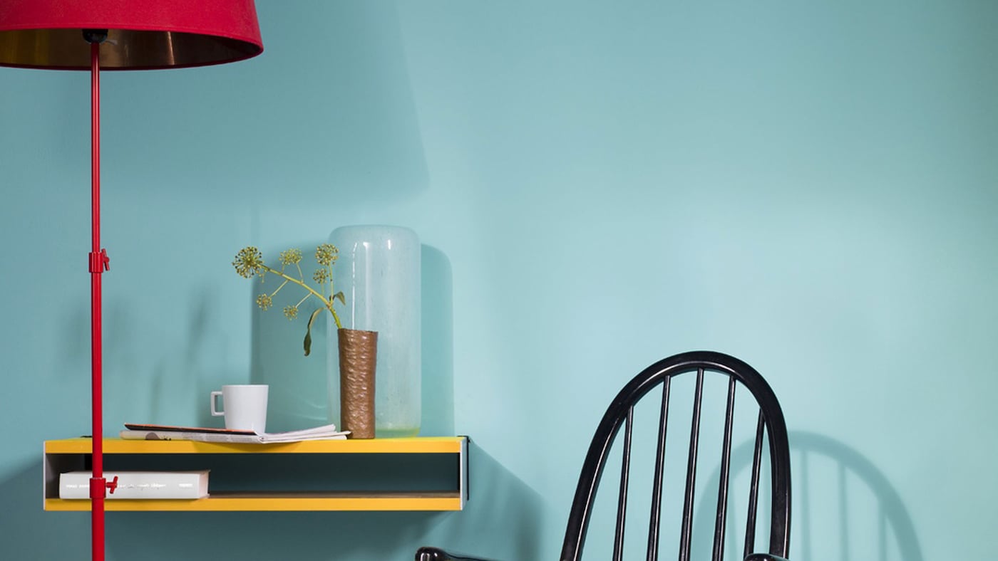 Ambiance intense helderheid Rode lamp, colour blocking, Turks Blauw, Madras, Stoel