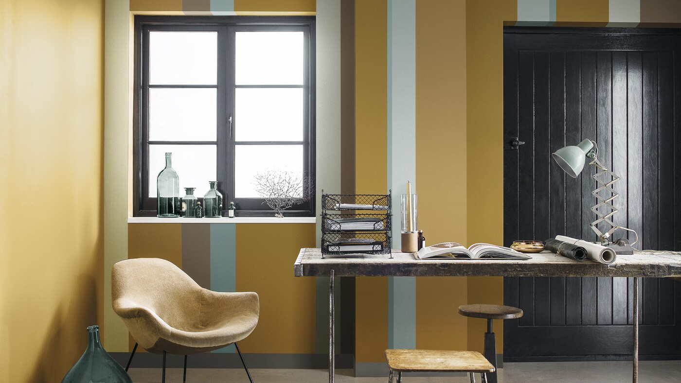 ambiance inspiratie woonkamer ochre gold