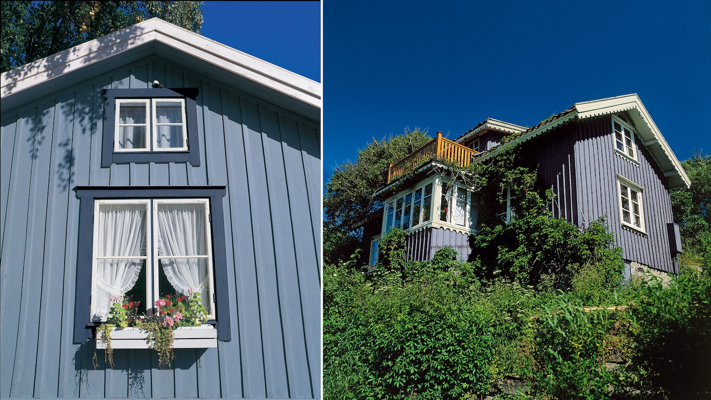 Facadefarve med blå maling