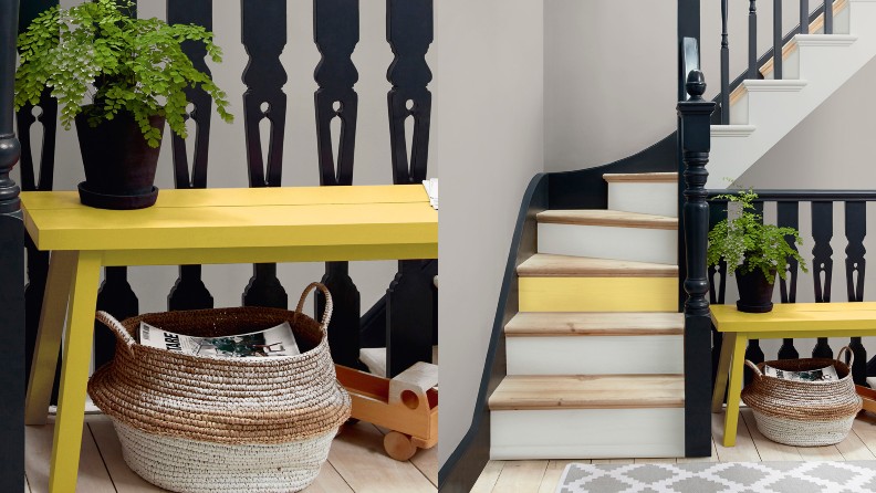 male trappe i grøn og gul farve