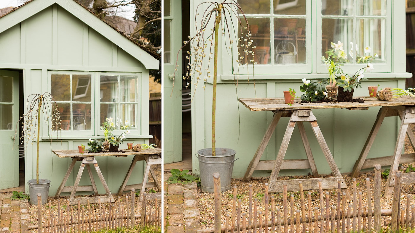 Facaden er malet i grøn farve