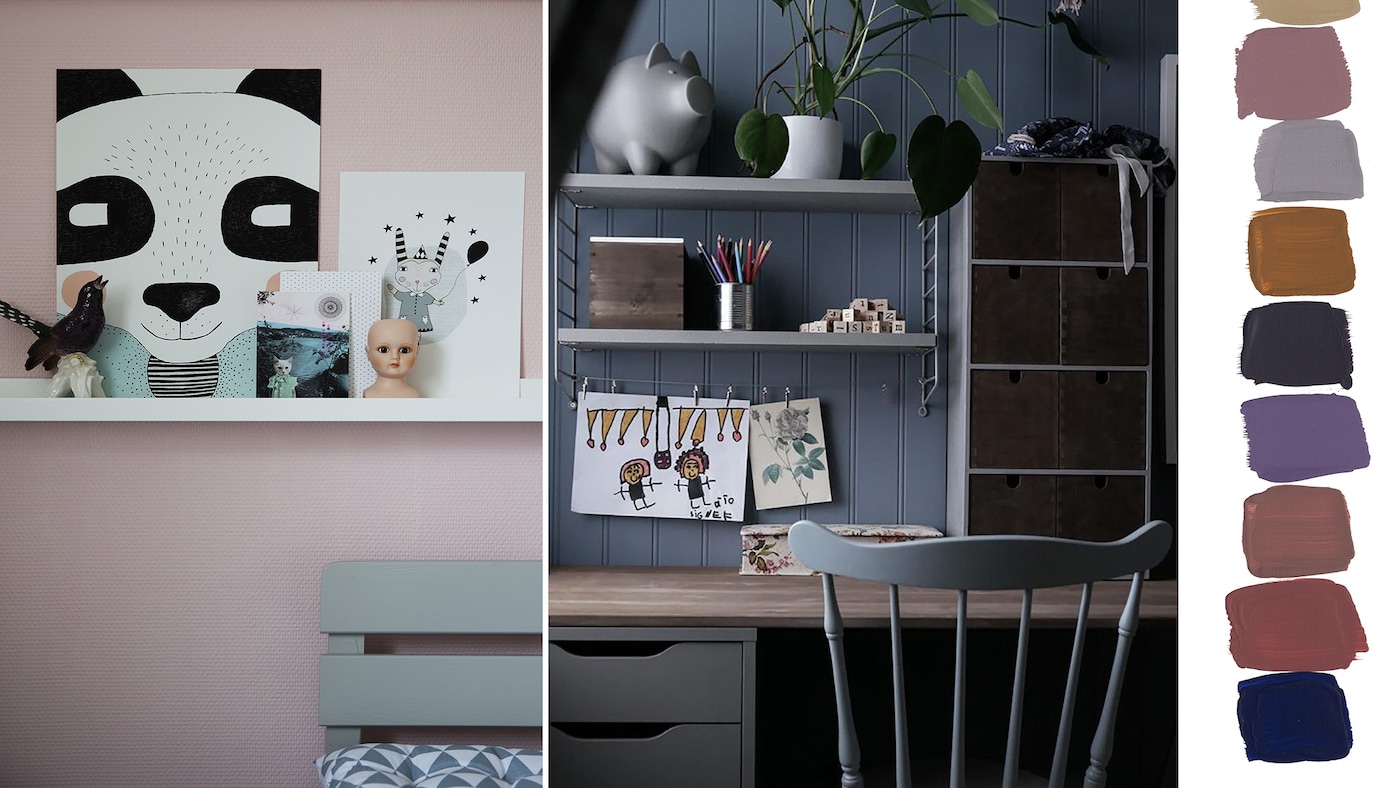 Barneromsfarger i rosa og blått