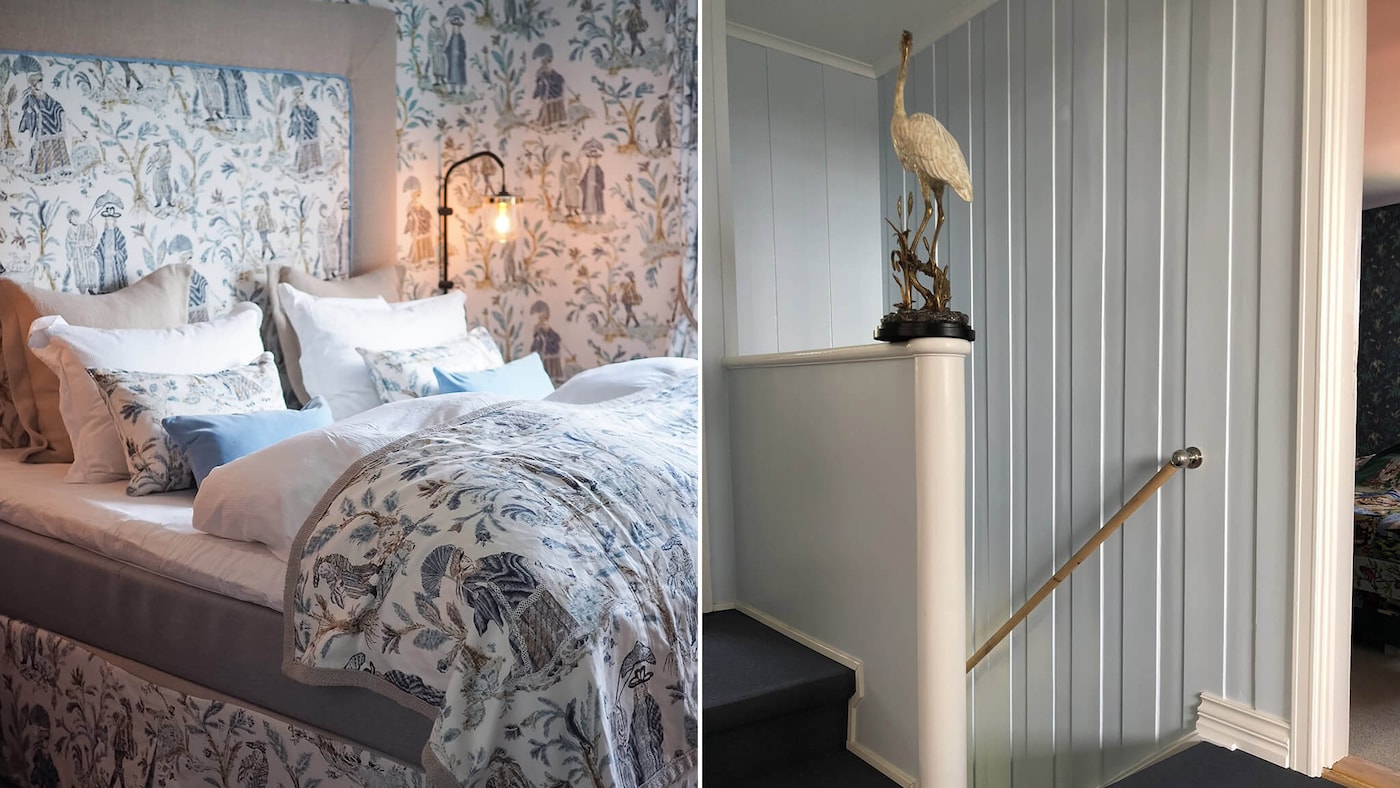 Blå farger i sommerhuset til Blomsterfinn