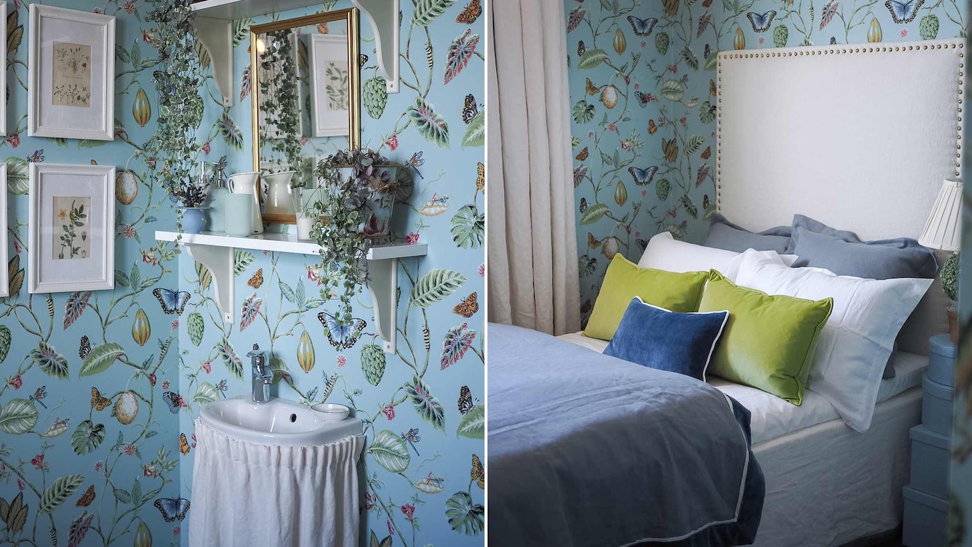 Blått soverom hos Blomsterfinn