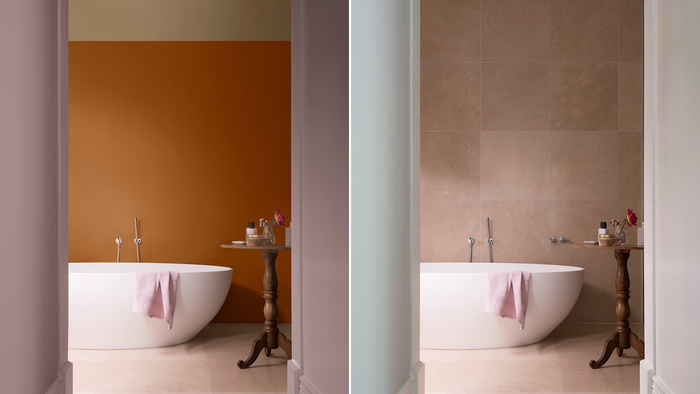 Farger på baderommet før og etter