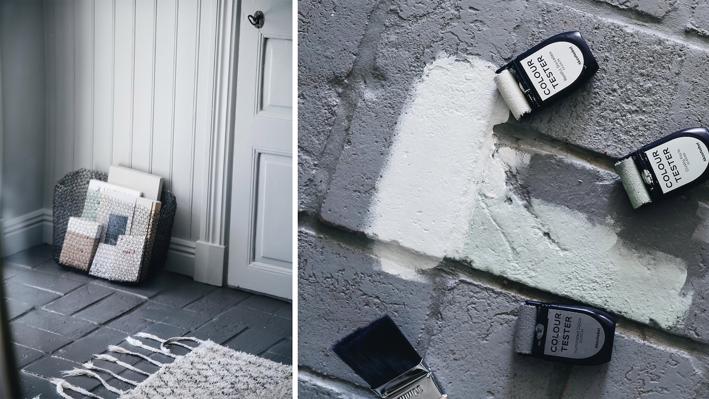 Klinkerflisene er malt i en du grågønn farge hos @annakubel