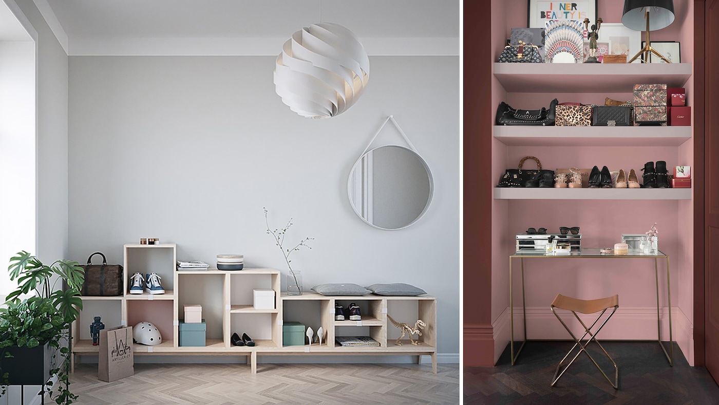 Koselig yttergang med farger på veggene