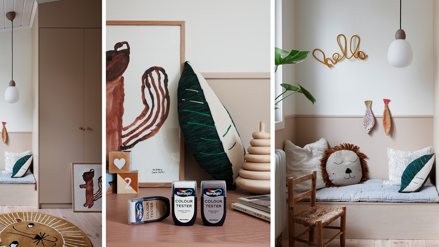 barnerom, inspirasjon, colour tester, blogga i bagis, barnerominspirasjon, velge farg, prøvemale, easy2clean, shiny melun
