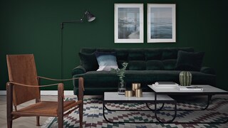 Grønne helmatte vegger i stuen