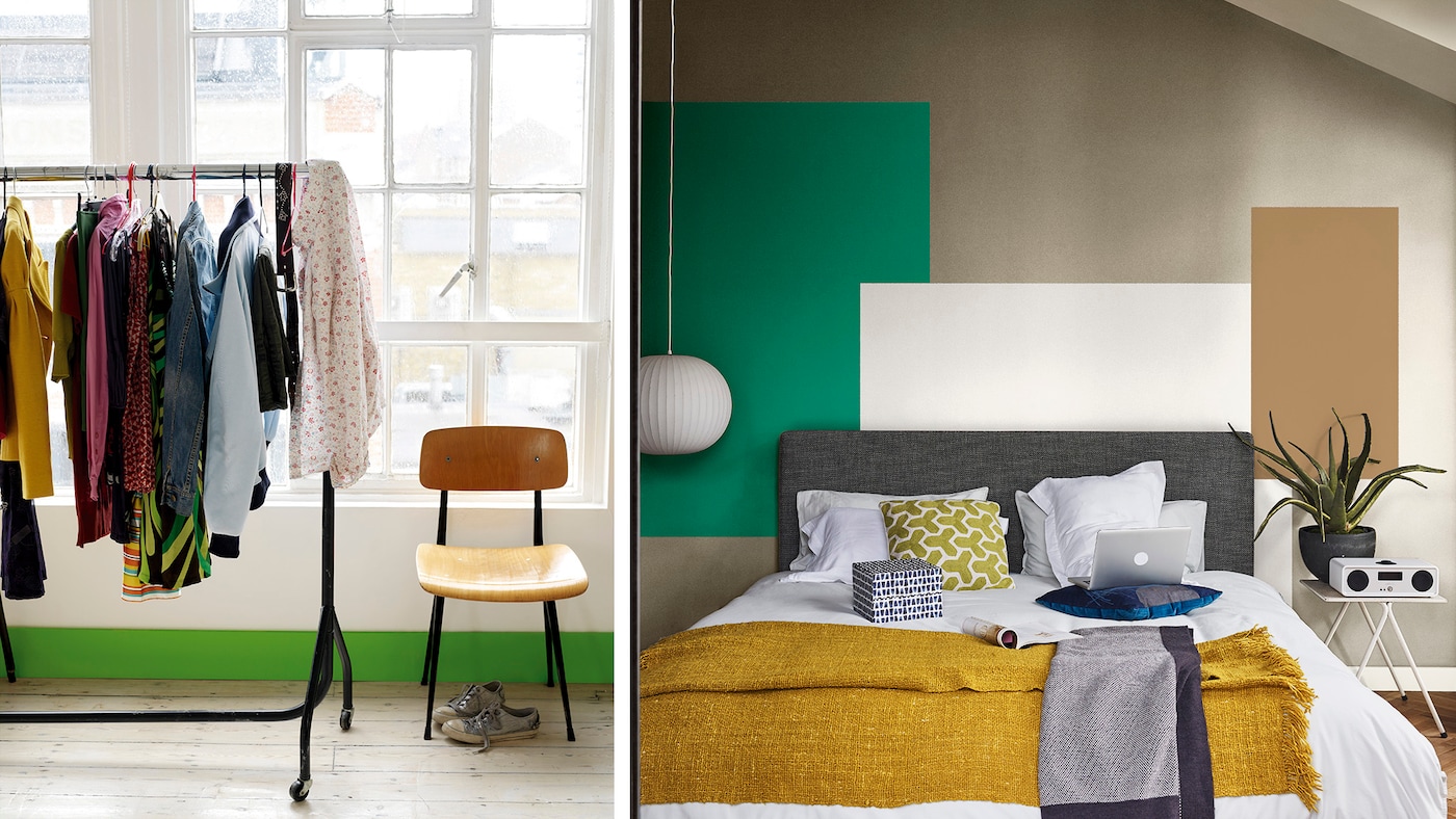 Grønne detaljer på soverommet