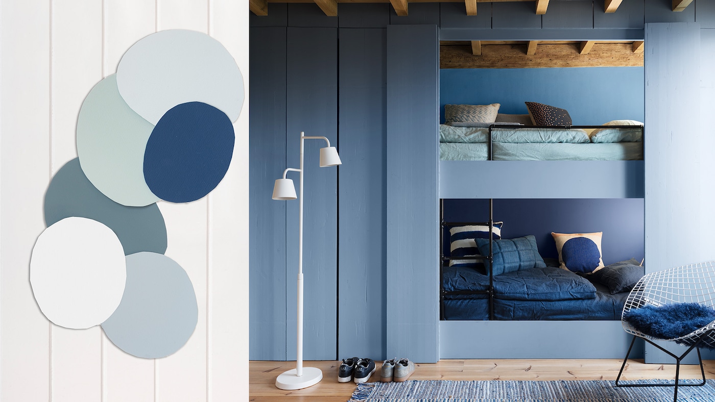 Blå alkove malt i farge DenimDrift