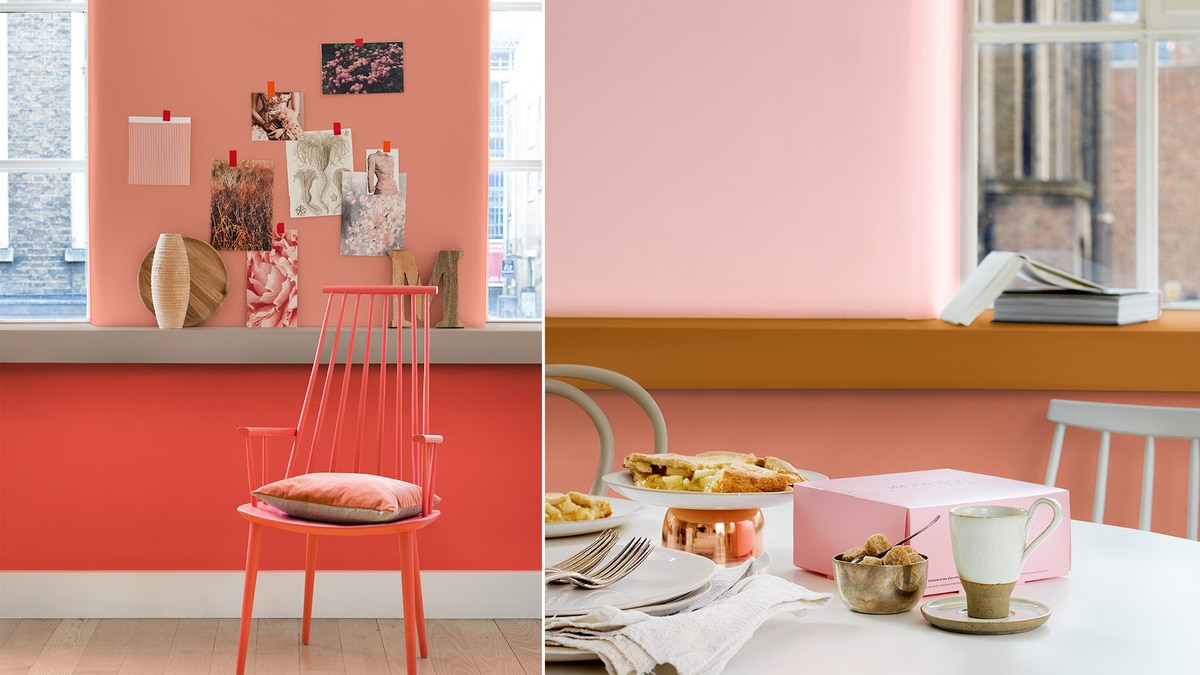 rosa kjøkken med vinduer