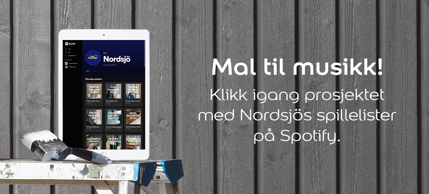 Kos deg med musikk til malearbeidet med Nordsjø på Spotify