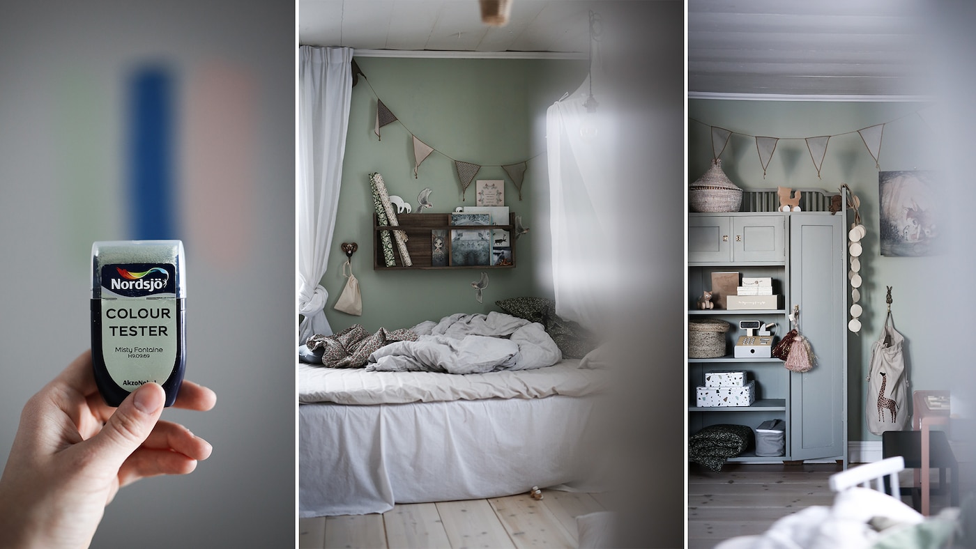 barnerom, inspirasjon, colour tester, misty fontain, emsloo, Emily Slotte, barnerominspirasjon, velge farg, prøvemale, easy2clean, dusky le havre