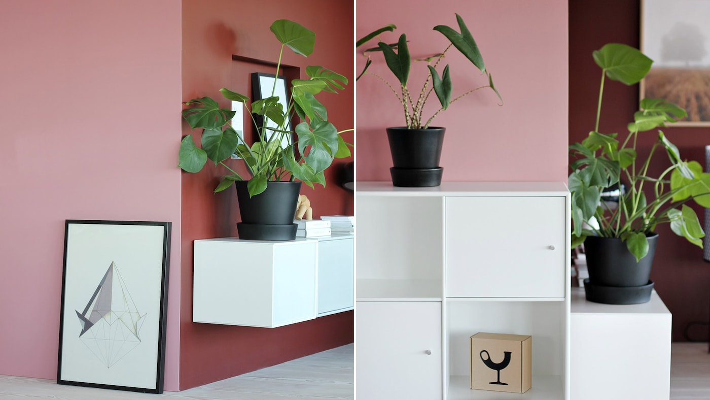 Stuen er malt i varme røde farger hos @nordicleaves