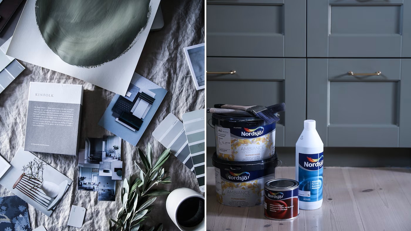 Grønnmalt kjøkkeninnredning med beste kjøkkenskapsmalingen