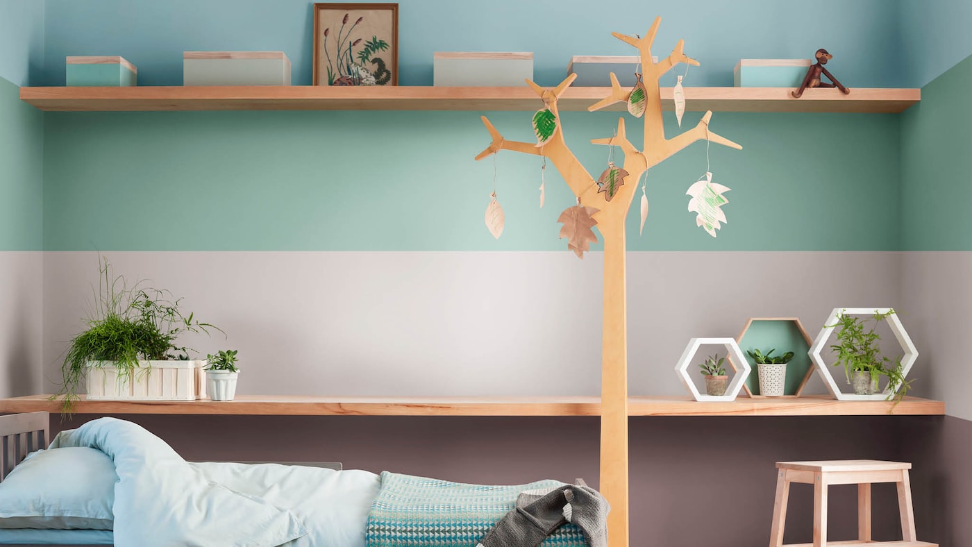 Måla barnets sovrum i naturinspirerade toner och Heart Wood