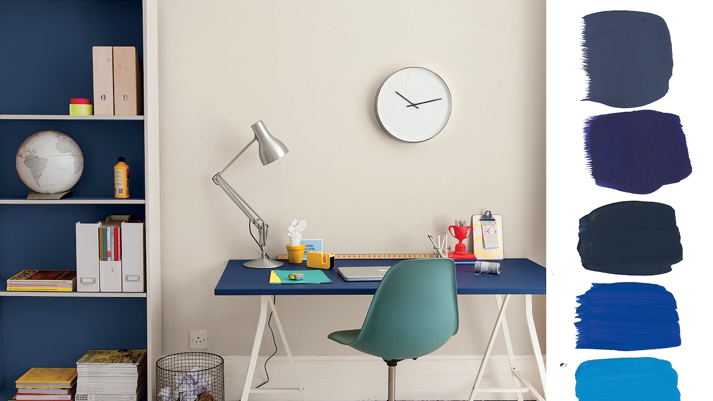 Blått hemmakontor