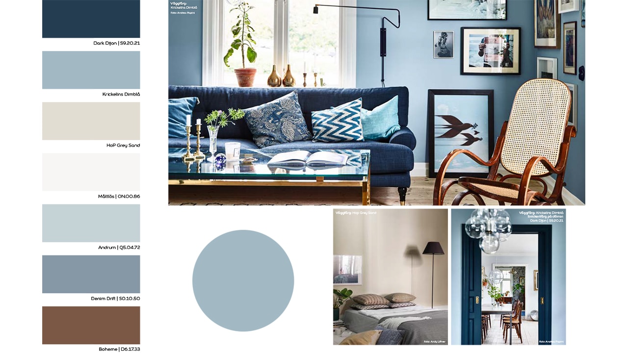 Inspirerande hem fargkarta blå