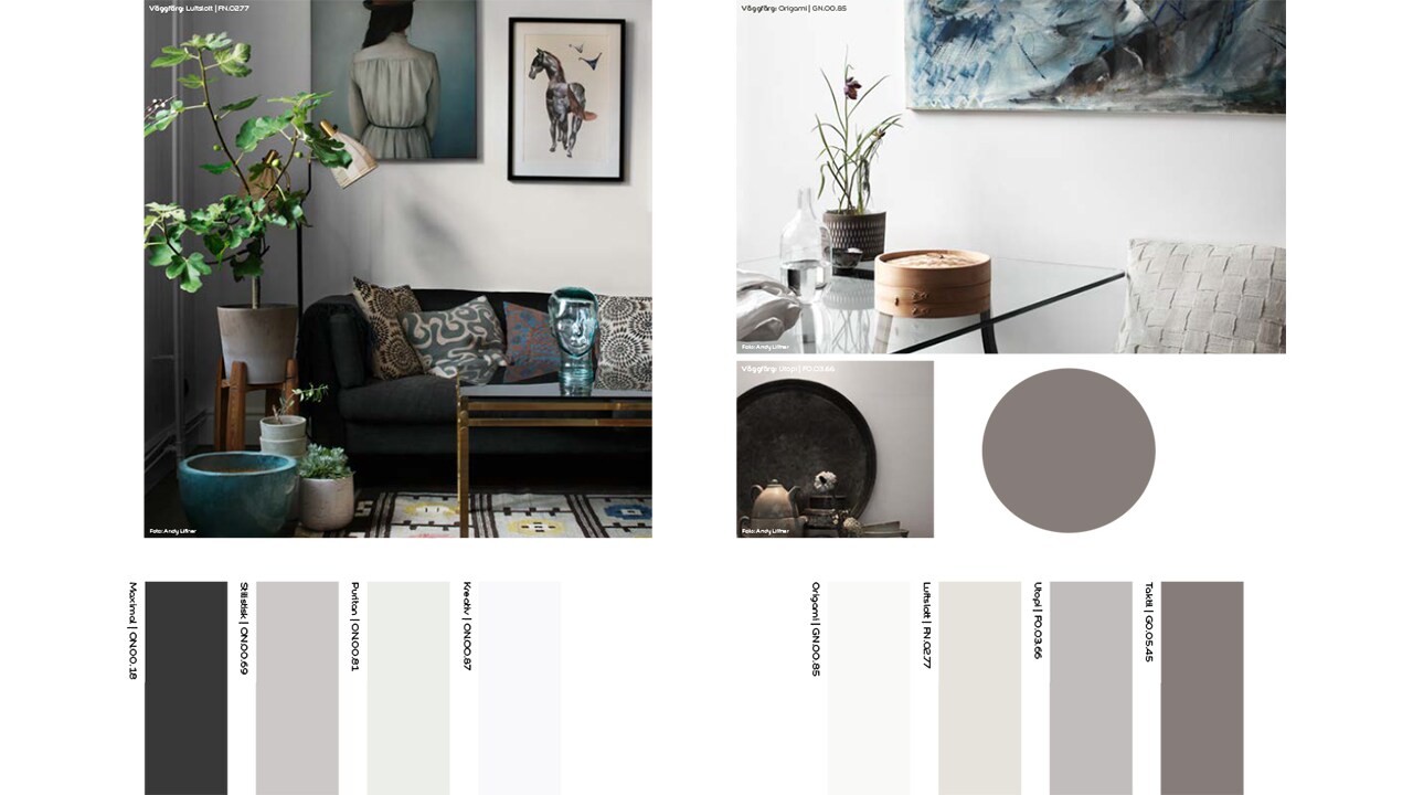 Inspirerande hem fargkarta monokromt