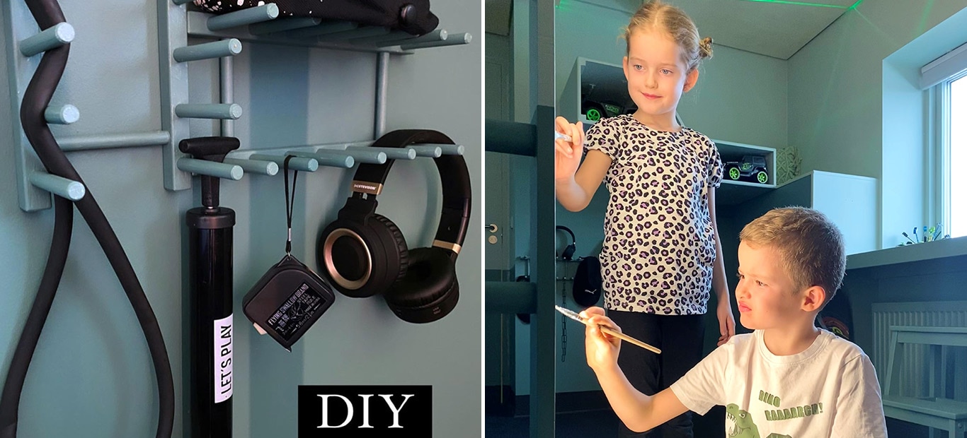 Vegg og tak males på barnerommet