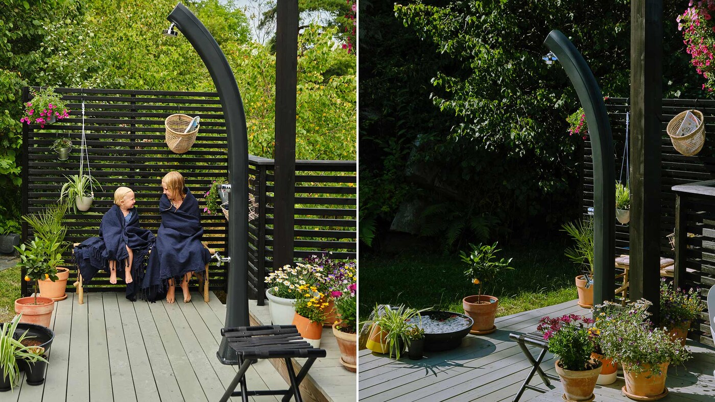 Utedusch på terrassen