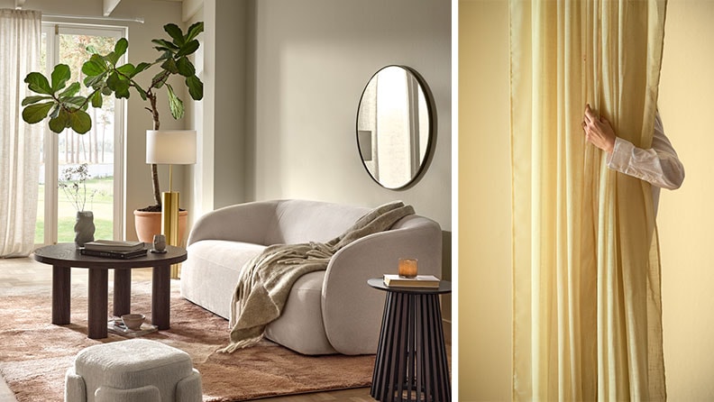 Till vänster ser du den mjuka kulören Mio Sandhav och till höger den varma, gula Mio Sommarlov